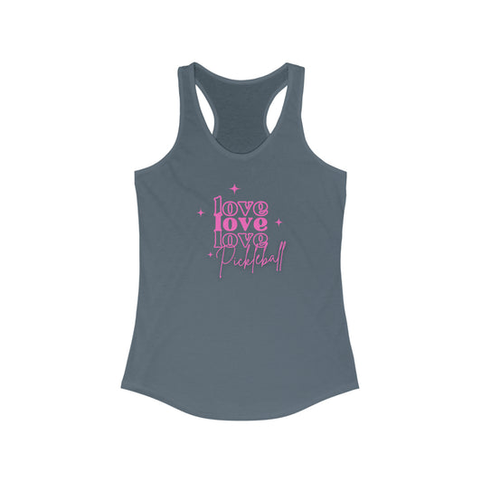 Love Love Love Pickleball Pink Racerback Tank