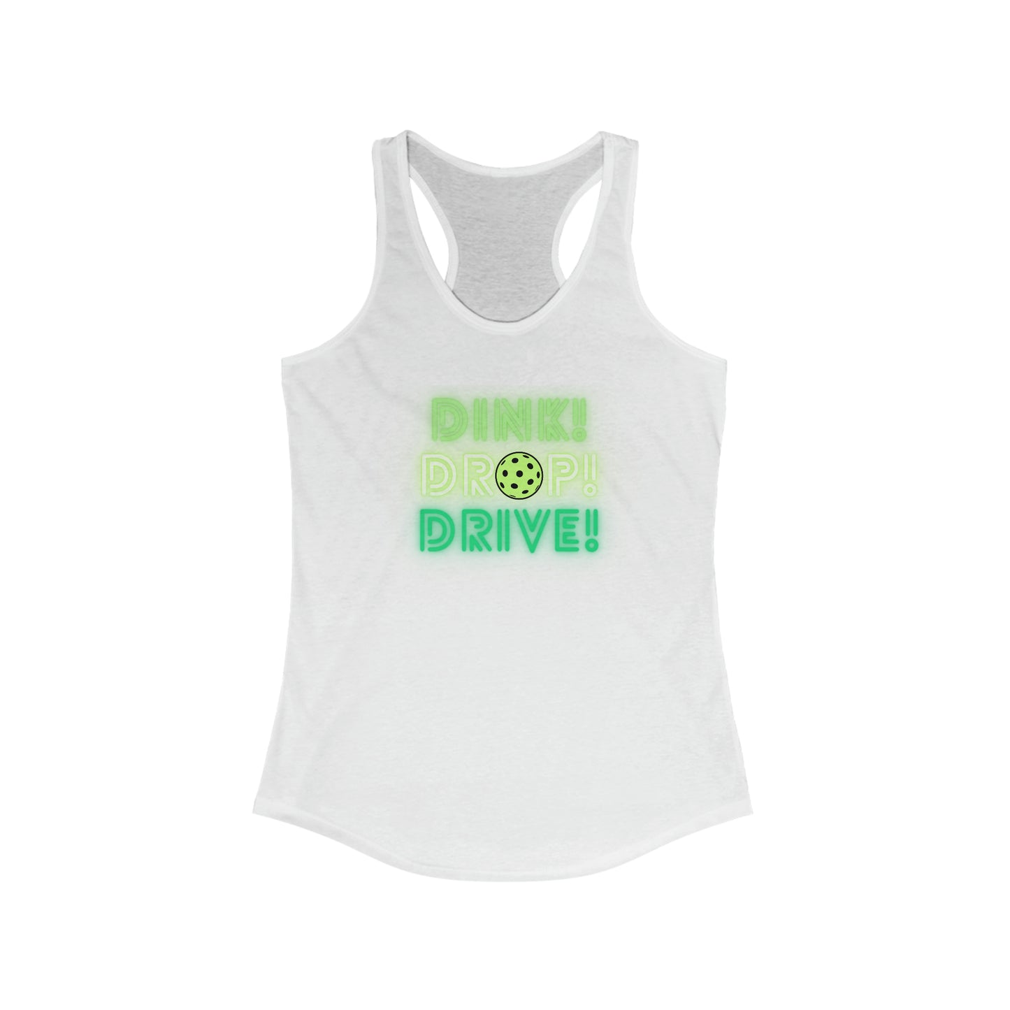 Dink Drop Drive Green Racerback Tank