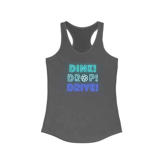 Dink Drop Drive Teal Racerback Tank